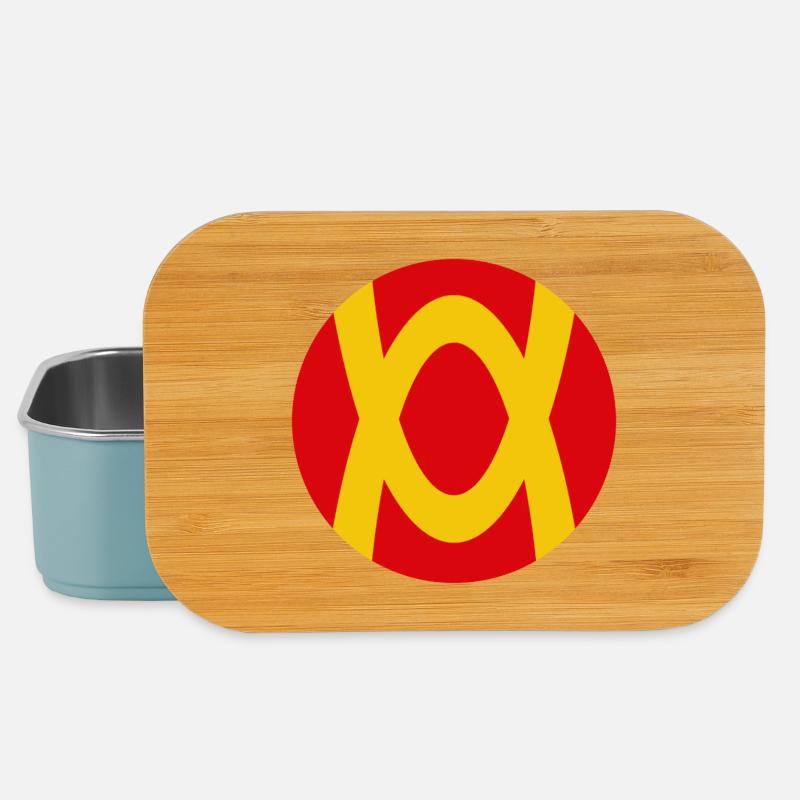 Abstraktes Farbenspiel mit Rot-Gelb Kontrast - Lunch Box - Hellblau
