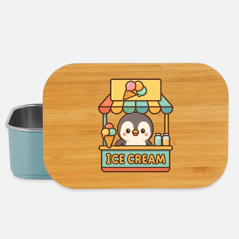 Little Penguin vend des glaces - Boîte à goûter - bleu pâle