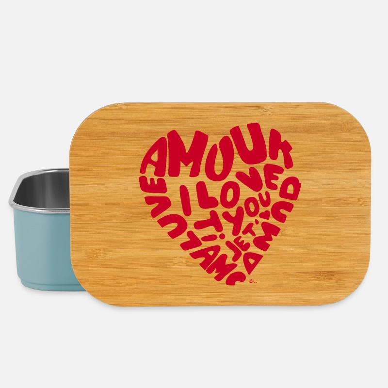 Mehrsprachiges Herz - Lunch Box - Hellblau
