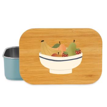 Whimsical Fruit Bowl Illustration - Lunch Box - light blue - Front