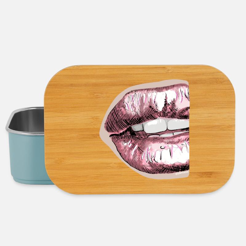 Lip art expressif aux couleurs pastel - Boîte à goûter - bleu pâle