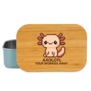Pixel art axolotl with joke text - Lunch Box - light blue - Front