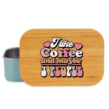 Café et design humoristique pour trois personnes - Boîte à goûter - bleu pâle - Devant
