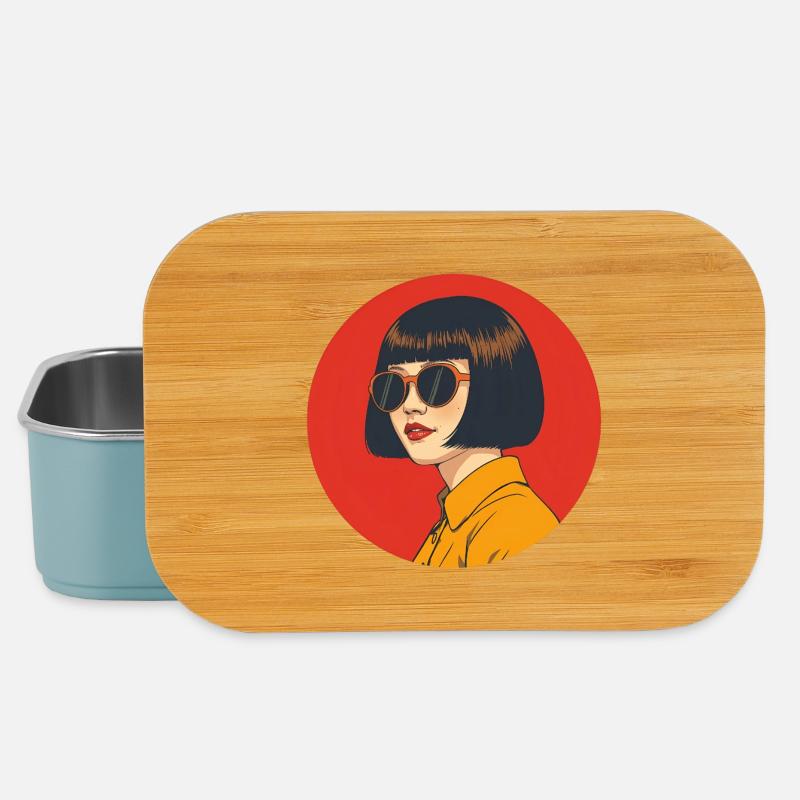 Bold retro aesthetic with sunglasses - Lunch Box - light blue