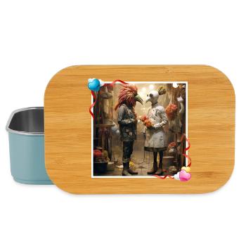 Verliebte Pärchen Antrag Vogelmasken Blumenladen - Lunch Box - Hellblau - Vorne