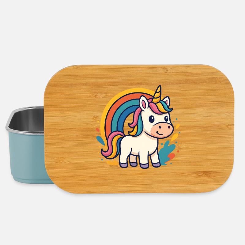 Regenbogen Unicorn Grafik - Lunch Box - Hellblau