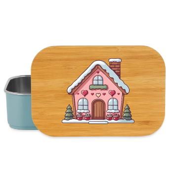 Cozy Heart Cottage in Winter - Lunch Box - light blue - Front
