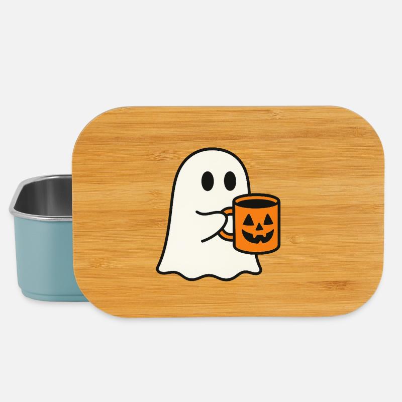 Cute Ghost Motif with Halloween Coffee Mug - Lunch Box - light blue