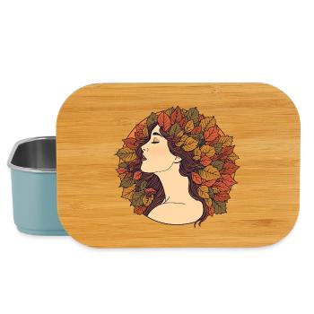 Herbstfrau mit Blättern im Haar – Art Nouveau Desi - Lunch Box - Hellblau - Vorne