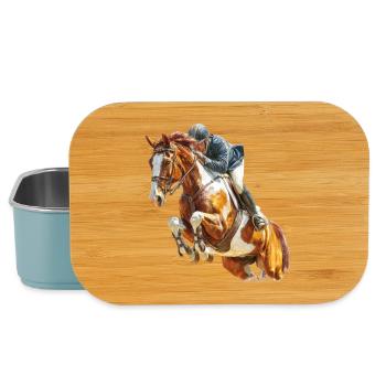 Galloping rider in leap - Lunch Box - light blue - Front