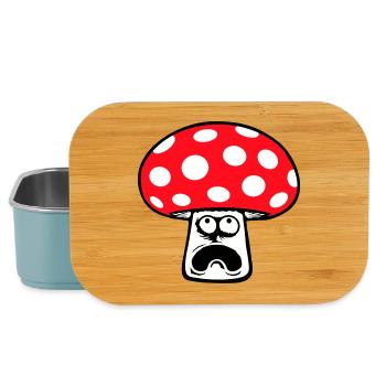 Mushroom frightened, panicking, looking up, - Lunch Box - light blue - Front