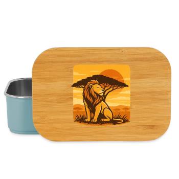 Lion avant le coucher du soleil dans la savane - Boîte à goûter - bleu pâle - Devant