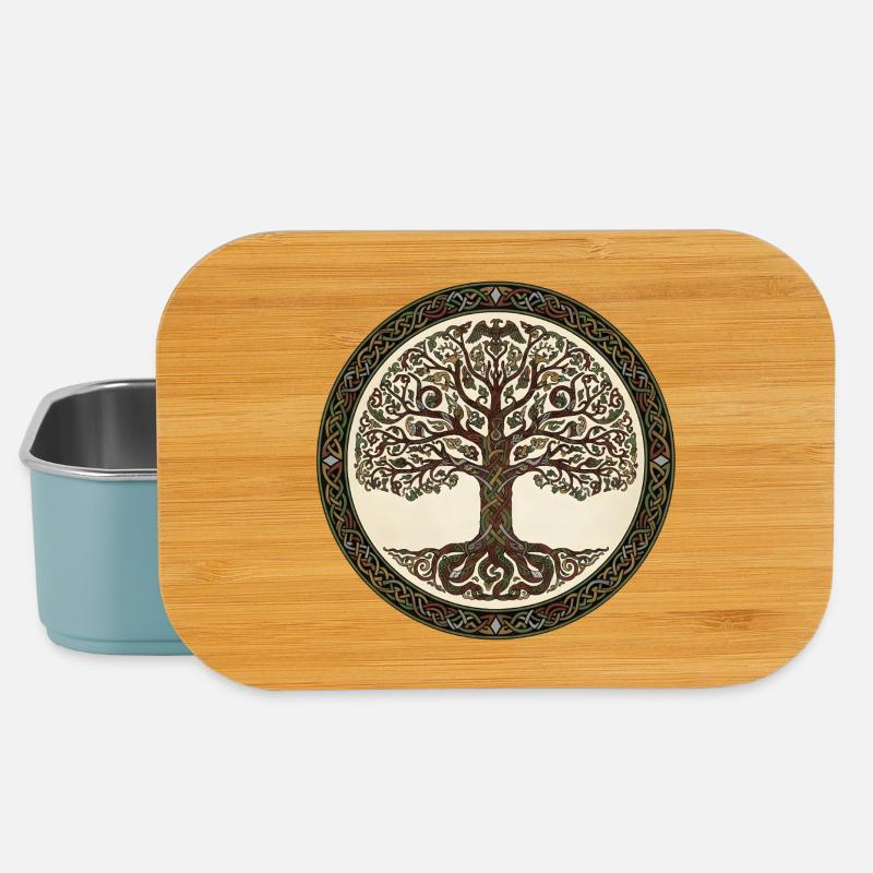 Lebensbaum Yggdrasil im keltischen Knotenkreis - Lunch Box - Hellblau