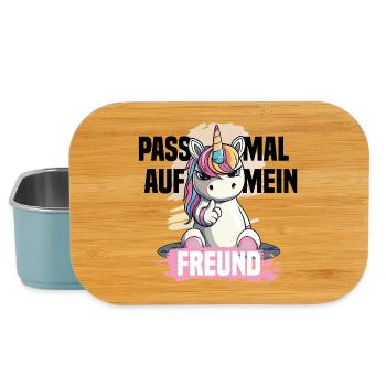 Naughty Unicorn – Watch out, my friend! - Lunch Box - light blue - Front