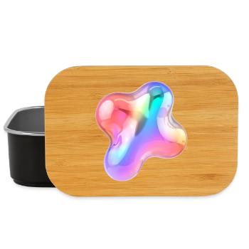 Rainbow Glossy Abstract Blob Design - Lunch Box - black - Front