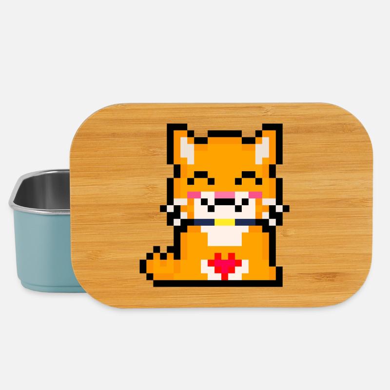 Pixelkatze mit Herz - Lunch Box - Hellblau
