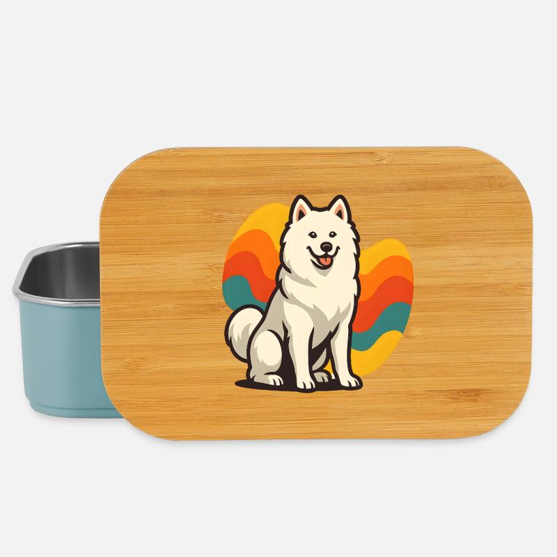 Samoyed Dog Prism Retro Wave - Lunch Box - light blue