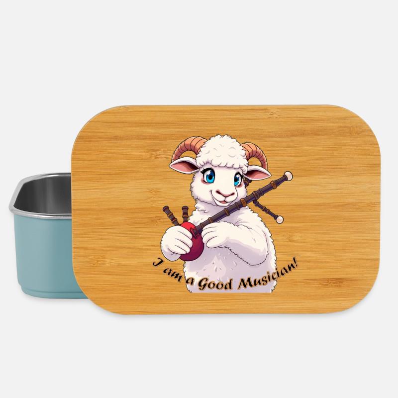 Mouton Musicien Cornemuse Cartoon - Boîte à goûter - bleu pâle