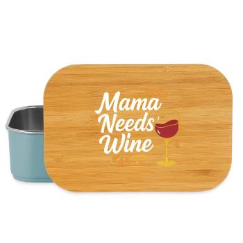 Mama Needs Wine – Handlettering mit Weinglas - Lunch Box - Hellblau - Vorne