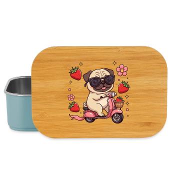 Cool Pug Scooter Fahrer Kawaii Sommerkunst - Lunch Box - Hellblau - Vorne