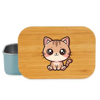 Portrait du chaton de Kawaii - Boîte à goûter - bleu pâle - Devant