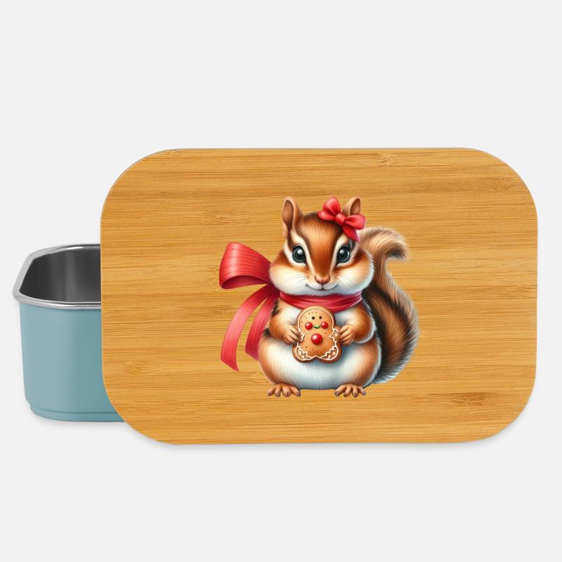 Ginger Squirrel with Cookie - Lunch Box - light blue