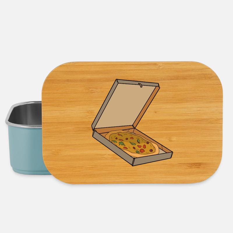 Boîte de pizza Pop Art Tranche - Boîte à goûter - bleu pâle