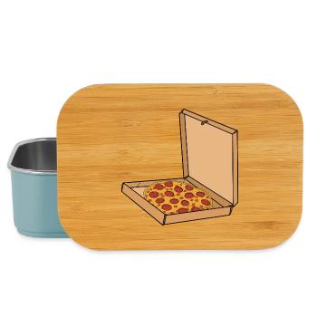 Pizza mit Pepperoni in einer Schachtel - Lunch Box - Hellblau - Vorne