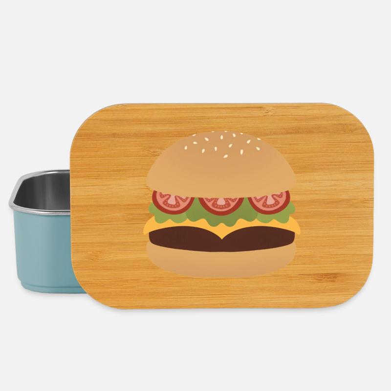 Klassische Burger Flat Kunst - Lunch Box - Hellblau