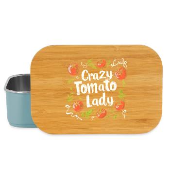 La Dame Folle des Tomates – Conception drôle de jardin de tomates - Boîte à goûter - bleu pâle - Devant