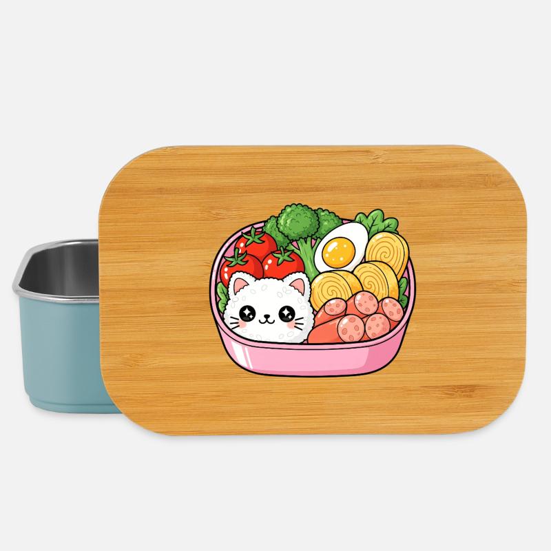 Kawaii Bento Katzenschale - Lunch Box - Hellblau