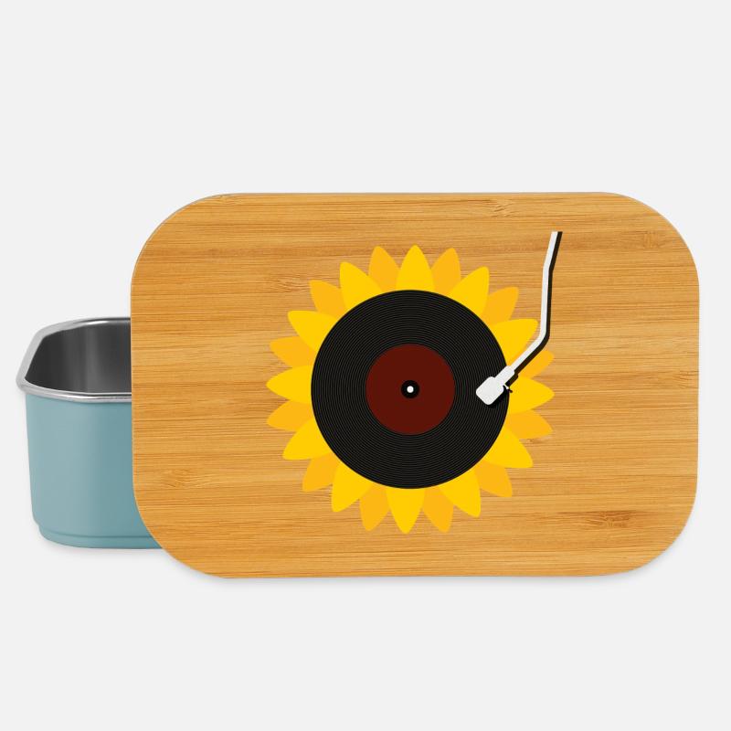 Sonnenblumen Schallplatte - Lunch Box - Hellblau