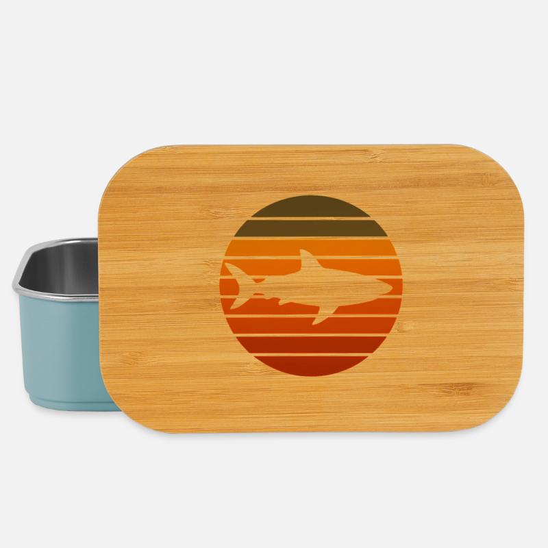 Sunset Shark Silhouette - Lunch Box - light blue