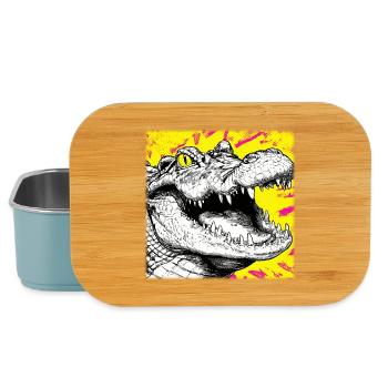 Croquis Crocodile – Design de style graffiti urbain - Boîte à goûter - bleu pâle - Devant