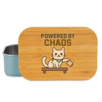 Powered by Chaos - Freche Katze wirft Kaffee um - Lunch Box - Hellblau - Vorne