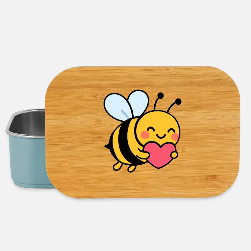 Glückliche Biene mit Herz - Lunch Box - Hellblau