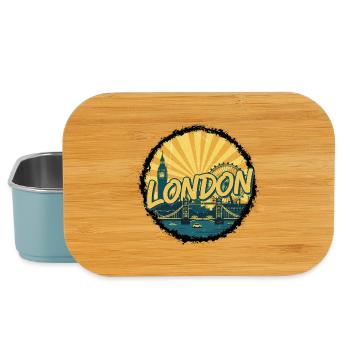 London City Skyline Tower Bridge Retro-Abzeichen - Lunch Box - Hellblau - Vorne