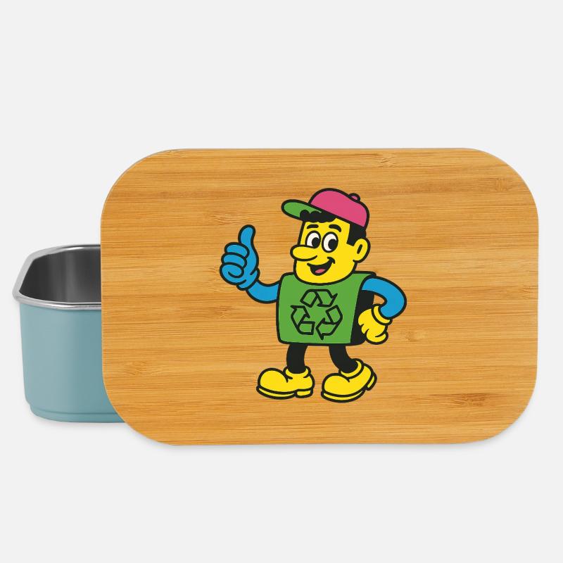 Recycle Hero Mascot Tee - Lunch Box - light blue