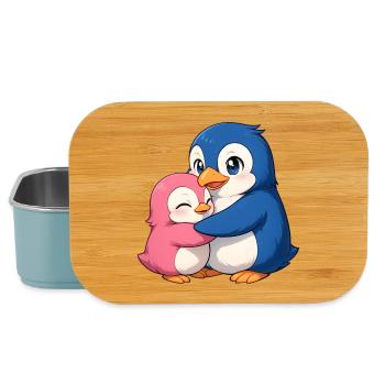 Des amis pingouins câlins - Boîte à goûter - bleu pâle - Devant