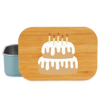 Gâteau à deux étages avec bougies - Boîte à goûter - bleu pâle - Devant