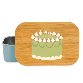 Pastel Green 24th Birthday Cake - Lunch Box - light blue - Front