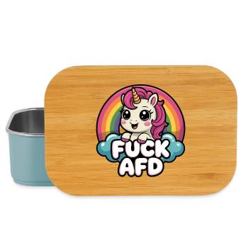 Fuck AFD - Antifa Einhorn Tee - Lunch Box - Hellblau - Vorne
