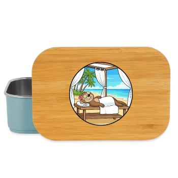 Art relaxant du singe du singe au spa de plage - Boîte à goûter - bleu pâle - Devant