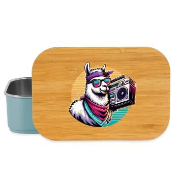 Llama with boombox in retro vibe - Lunch Box - light blue - Front