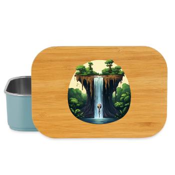 Alien at the waterfall in the jungle - Lunch Box - light blue - Front