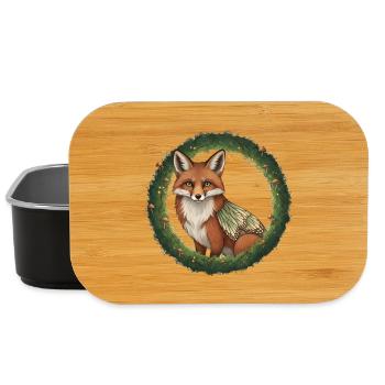 Fox Forest Wreath Illustration - Lunch Box - black - Front