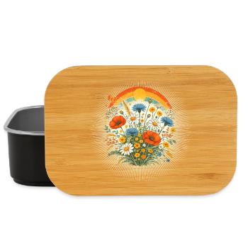 Bunte Wildblumen Retro Sonne Regenbogen Design  - Lunch Box - Schwarz - Vorne
