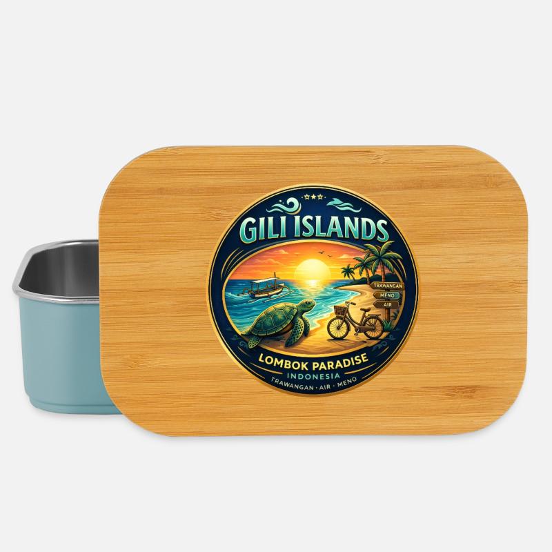Gili Islands Sunset Turtle Tee - Lunch Box - light blue