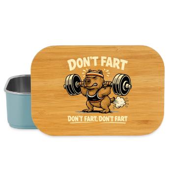 Funny Gym Capybara - Don't Fart - Weightlifting - Lunch Box - light blue - Front