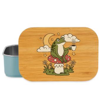 A frog with a cup sits on a toadstool - Lunch Box - light blue - Front